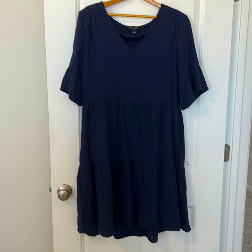 Tiered navy blue dress women large